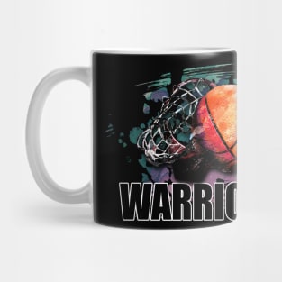 Retro Pattern Warriors Basketball Classic Style Mug